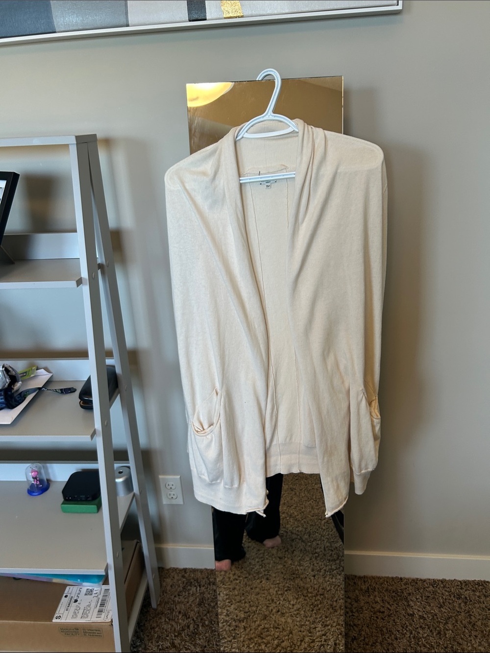 Wilfred Cream Open-Front Draped Cardigan